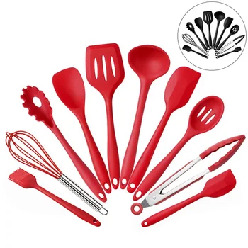 

10pcs/set Silicone Cooking Utensils Non-stick Heat-resistant Baking Tool Set Spatula Bbq Brush Shovel Household Kitchen Gadgets