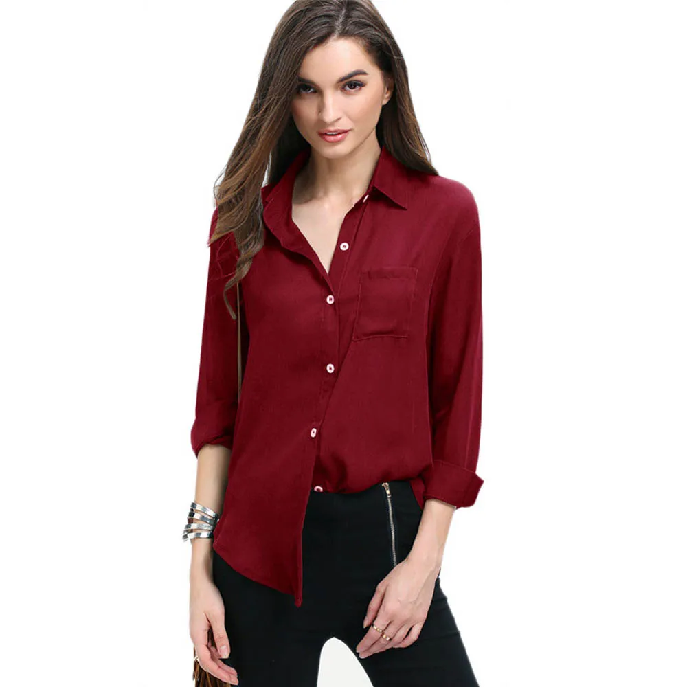 

Women Clothes 2019 Plus Size Blouse Women Blouses Turn-Down Collar Blusas Mujer Pocket Blusa Feminina Button Loose Chiffon Shirt