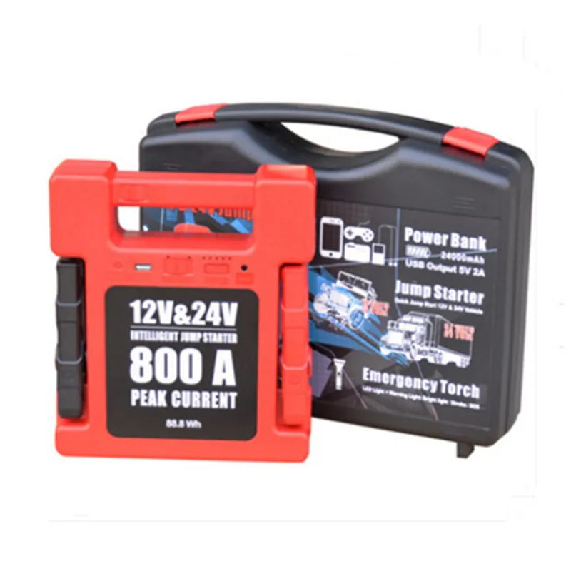 24000mA 12V/24V LED USB Car Jump Starter Portable Power Bank Backup Charger Emergency Jump Starter For Car Truck SUV Boat Bus