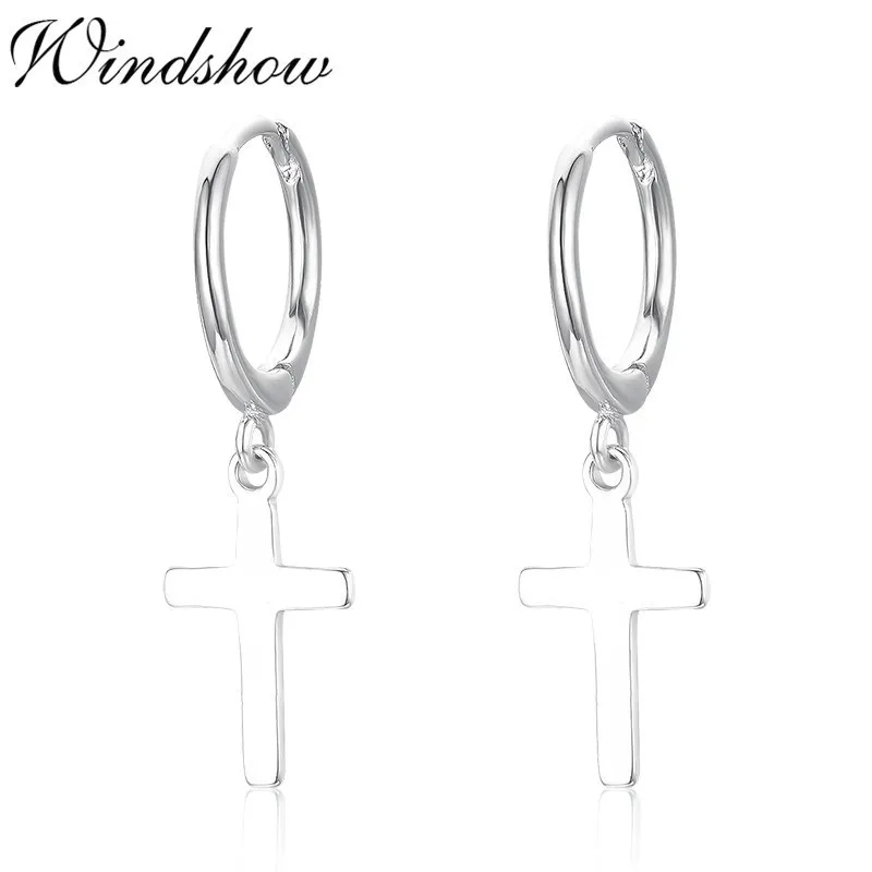 

Cute 925 Sterling Silver Small Circle Loop Cross Drop Dangle Earrings For Women Girls Jewelry Pendiente Aros Oorbellen Orecchini
