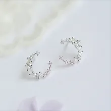 Серьги Pendientes Роскошные красочные полумесяц Настоящее чистое 925 пробы ювелирные изделия кубический цирконий серьги Модные женские любимые