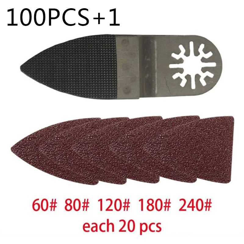 

100pcs Durable Sanding Paper+Finger Sanding Pad Oscillating Multi-Tool Accessory