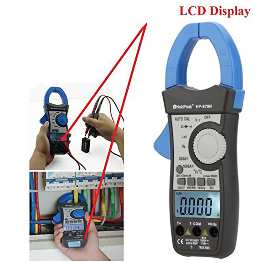 

Digital Back Light Multimeter Auto LCD Range DC AC Clamp Meter RMS Frequency