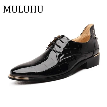 

MULUHU Man Oxford Shoes Leather For Men New Office Dress Shoes Pointed Toe Business Wedding Shoe Top Quality Plus Size37-48