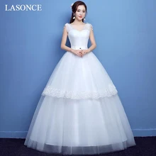 LASONCE Pleat V Neck Bow Sash Tiered Tulle Ball Gown Wedding Dresses Lace Appliques Tank Backless Bridal Dress цена LASONCE Pleat V Neck Bow Sash Tiered Tulle Ball Gown Wedding Dresses Lace Appliques Tank Backless Bridal Dress цены онлайн