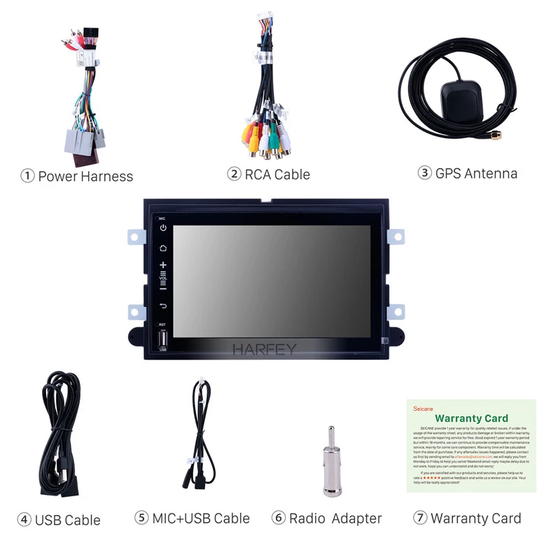 Harfey Car HD Android 9.0 Navi DVD GPS Dash Auto Radio for Ford Mustang 2005-2009 with 3G WiFi Blue