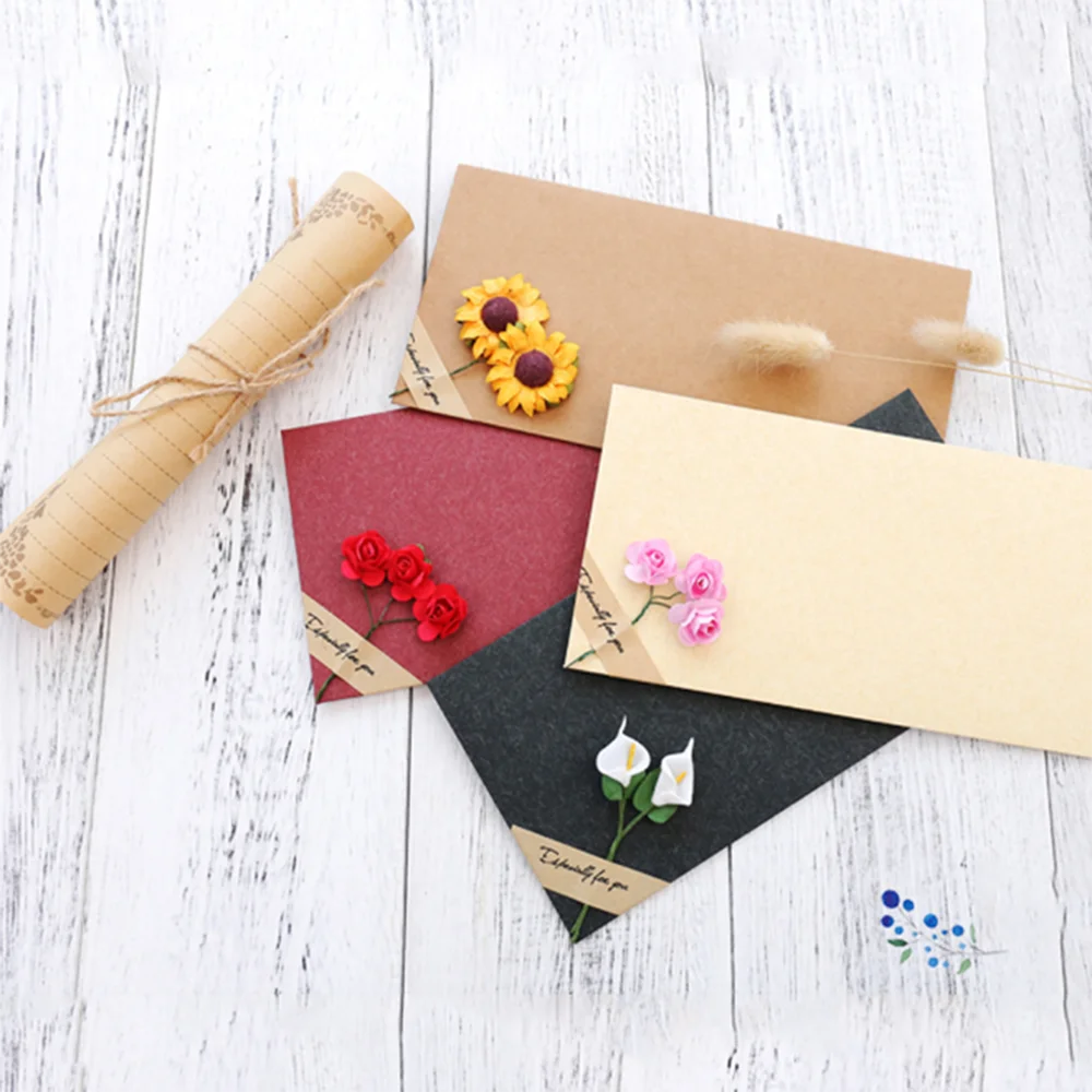 2 шт. Винтаж сухой цветок Envelopess с буквенным принтом Бумага открытки, поздравительная открытка крышка симпатичные канцелярские принадлежности вечерние конверт для приглашения