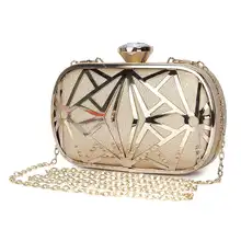 Женские вечерние сумки, изысканная кожаная сумочка, металлический полый дизайнерский клатч для свадебной вечеринки
