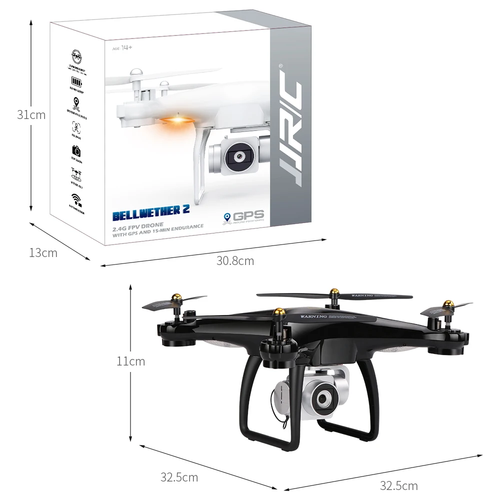 Квадрокоптер JJRC H68G Радиоуправляемый с GPS Wi Fi FPV камера 1080P поддержка RTF игрушки для