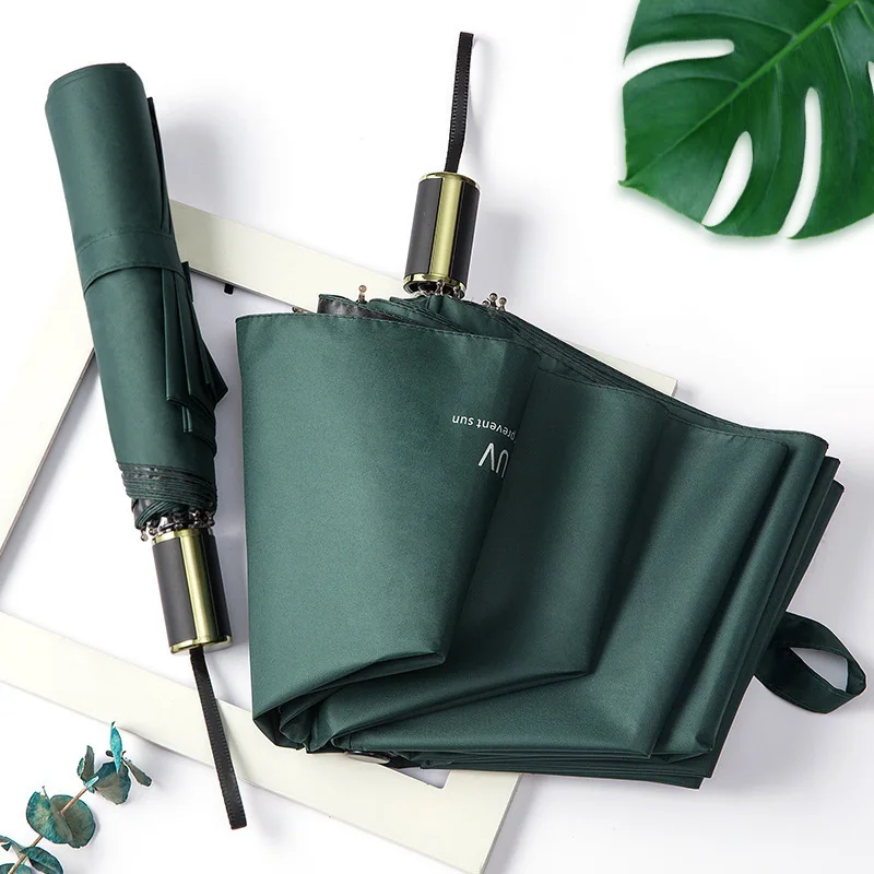 

High Quality Plain Color Simple Umbrella Rain Men Women Sun Commercial Black Dark Green Sunshade Concise Umbrella Female