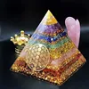 Orgonite Seven Chakra Energy Pyramid Aura Divination Supplies Yoga Meditation Ornaments Resin Craft EMF Protection Lucky Stone