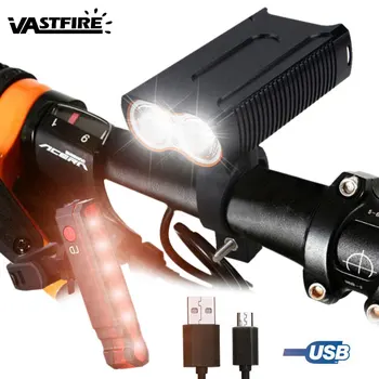 

USB Bike Lights T6 LED Cycling Torch MTB Bike Safety Night Riding Front Bicycle Headlamp 3 Modes Lamp with 4400mAh Battery