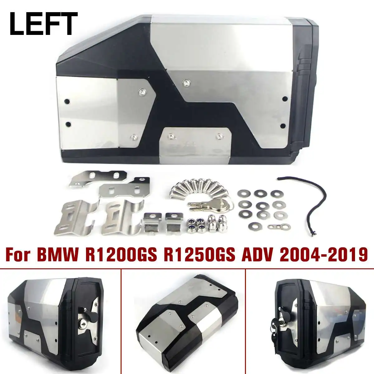 

4.2L Stainless Motorcycle Tool Box Stainless Steel Box for BMW R1200GS LC Adventure Left Side Bracket 2004-2018