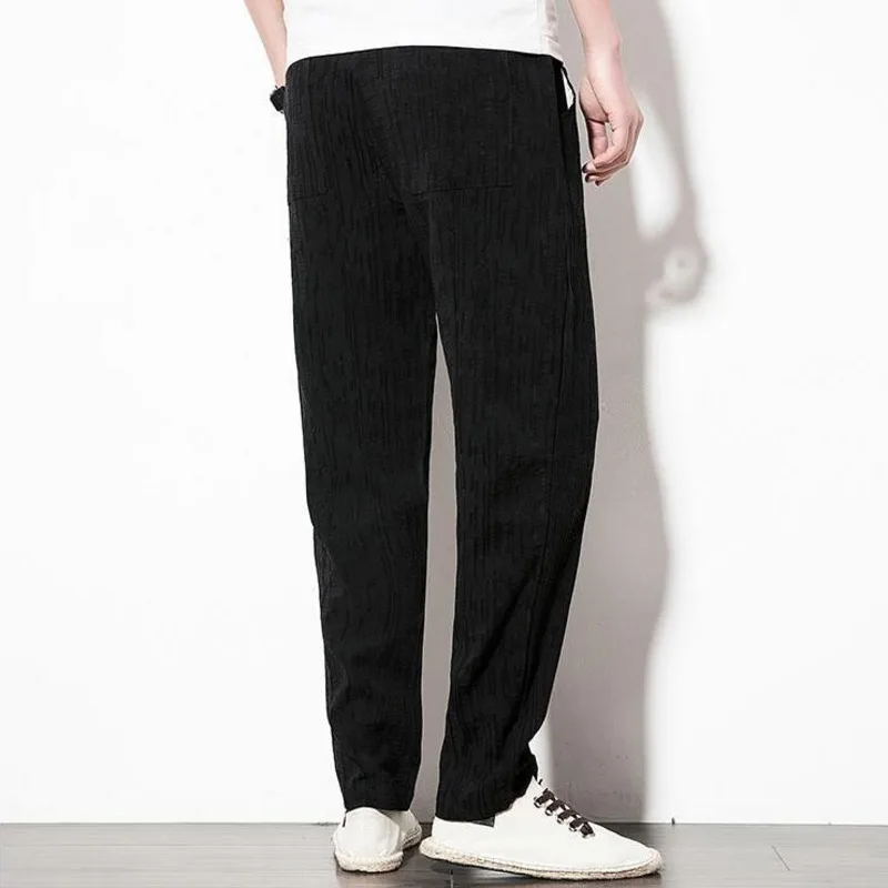 #4596 Summer Wide Leg Pants Linen Loose Vintage Red/Black/Grey Casual Harem Pants Plus Size 4XL 5XL Thin Joggers Elastic Waist #4596 Summer Wide Leg Pants Linen Loose Vintage Red/Black/Grey Casual Harem Pants Plus Size 4XL 5XL Thin Joggers Elastic Waist