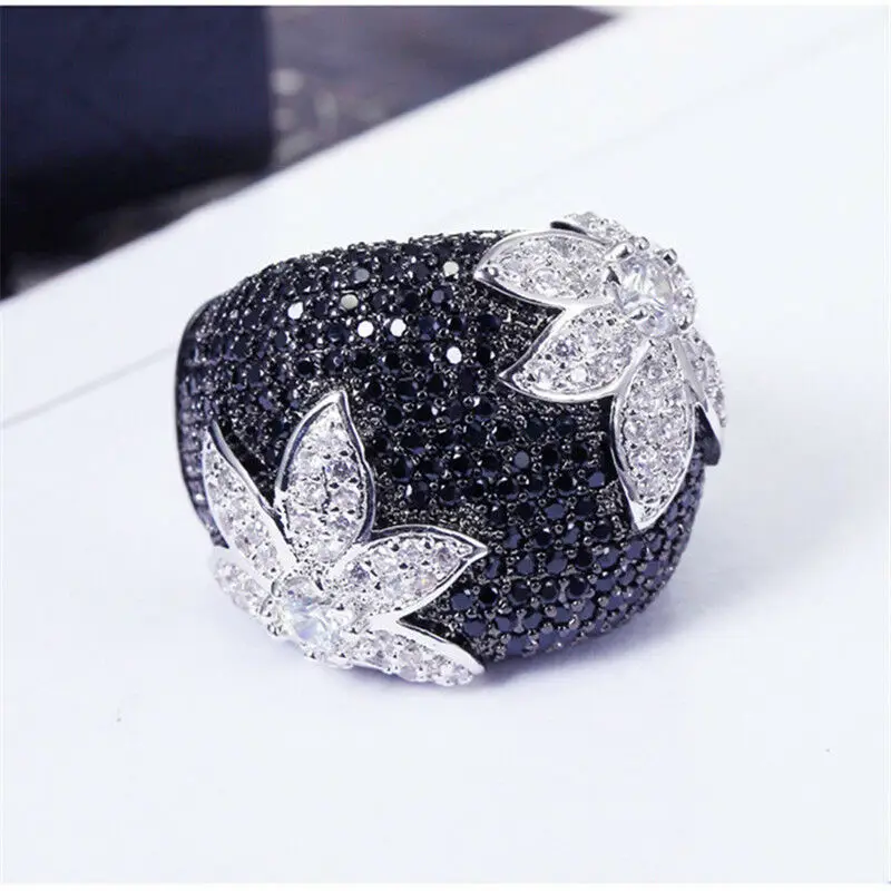 

Women Wedding Rings Vintage Flower 925 Silver Jewelry White Size 6-10 Jewelry Gift Luxury Promise Engagement Vintage Ring