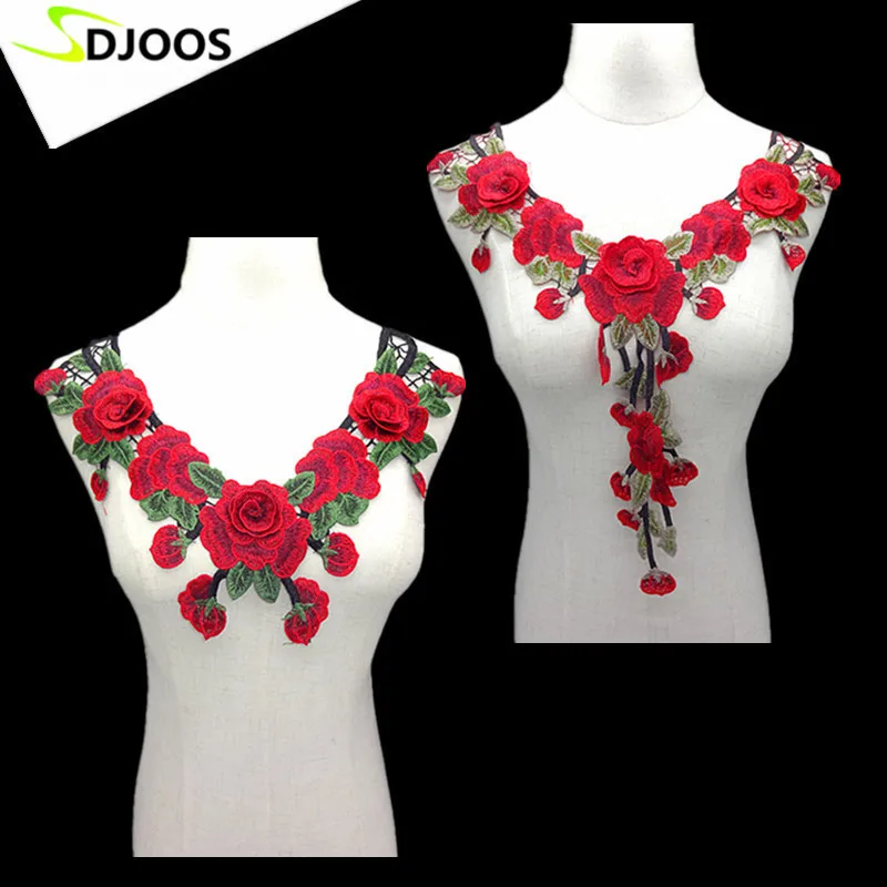 

Flowers Applique Lace Fabric Material Embroidery Venise Mesh Tulle Guipure Lace Fabric Collar For Dress Top Wedding Accessories