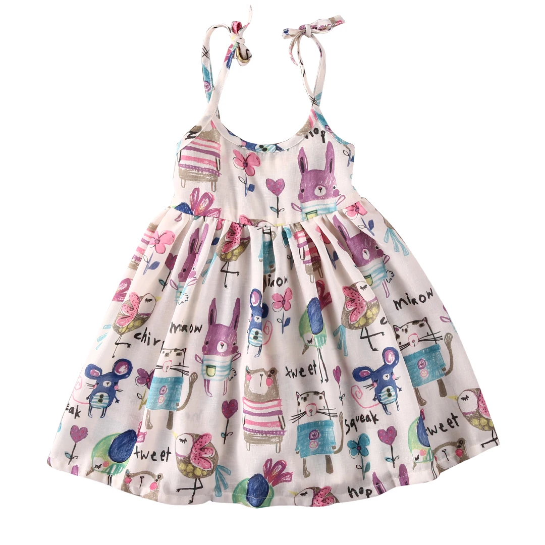 

Summer Toddler Kids Girls Dress Sleeveless Cartoon Graffiti Print Strap Dresses Sundress Clothes