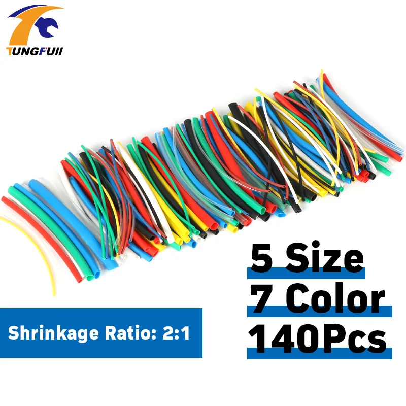 140 шт. термоусадочные трубки для автомобильных кабелей 7 цветов|cable sleeving kit|wire