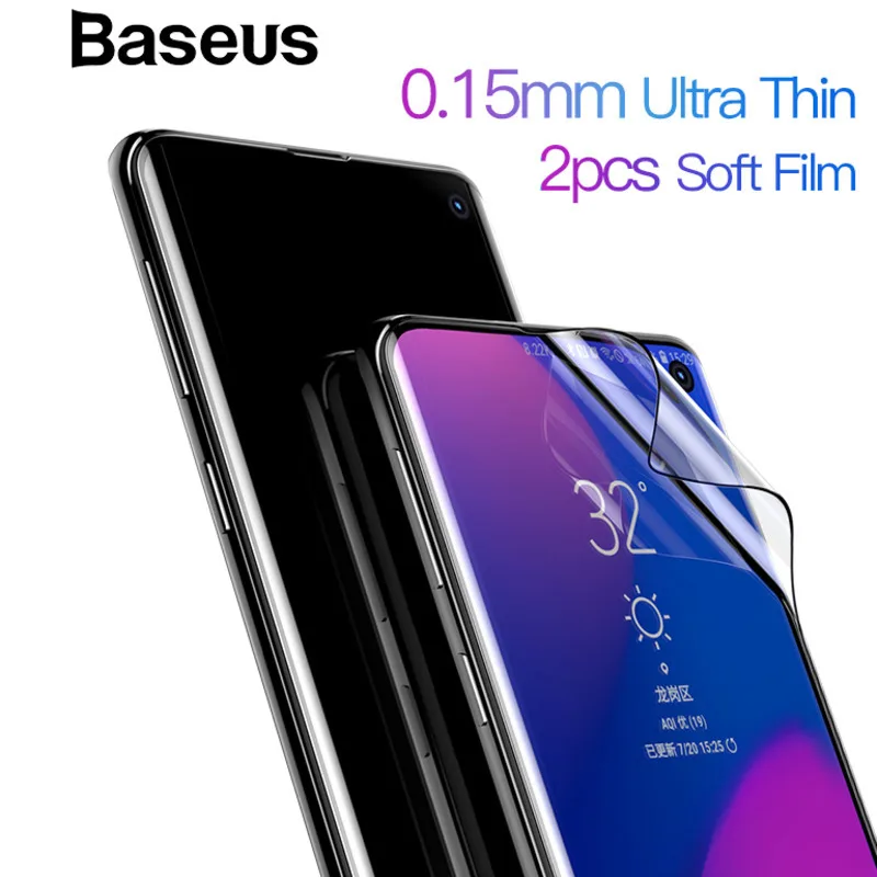 

2pcs Protective Film For Samsung S10 Plus Screen Protector 0.15mm Thin Full Coverage Soft Films For Samsung Galaxy S 10 Baseus