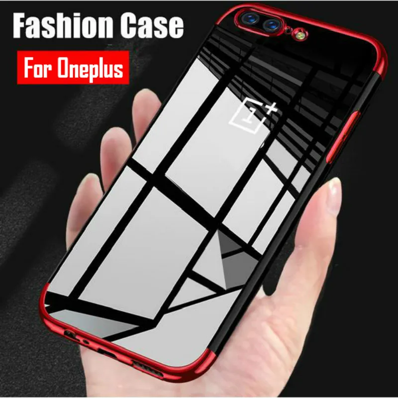 

Plating Soft TPU Phone Cover For OnePlus 7 6T 6 5T 5 Back Phone Case Clear Silicone Bag For One Plus 7 1+7 6T 6 Coque Etui Para