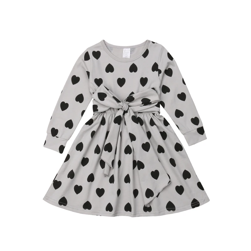 

Fashion Baby Girls Winter/Autumn Dress Warm Long Sleeve Knee-Length Cotton Dresses Child Girl Love Pattern Tutu Dress 1-7 Years