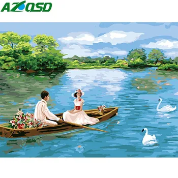 

AZQSD Modern DIY Oil Painting By Numbers Romantic Wedding Hand Painted Canvas Wall Picture Home Decoration Wall Art K740