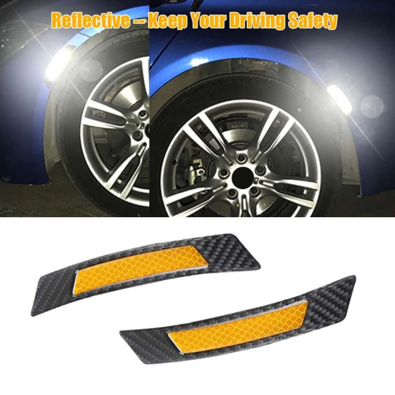 

1pc Carbon Fiber Reflective Strips Sticker Car Body Wheel Eyebrow Anti Scratch Reflector Side Edge Protection Guards Stickers