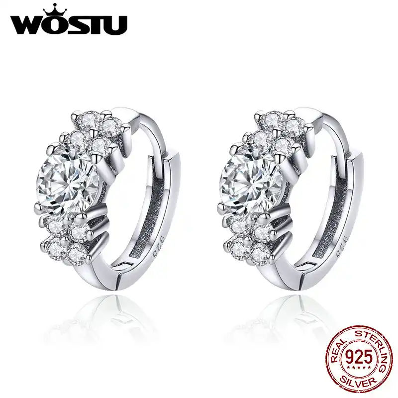 WOSTU Горячая продажа 925 стерлингового серебра стримеры Сияющие лепестки серьги-кольца для свадебное кольцо для женщин модные ювелирные изде...