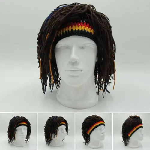 Регги дреды унисекс Jamaican трикотажная Женская плетеная шляпа Rasta Hair Hat|Мужская