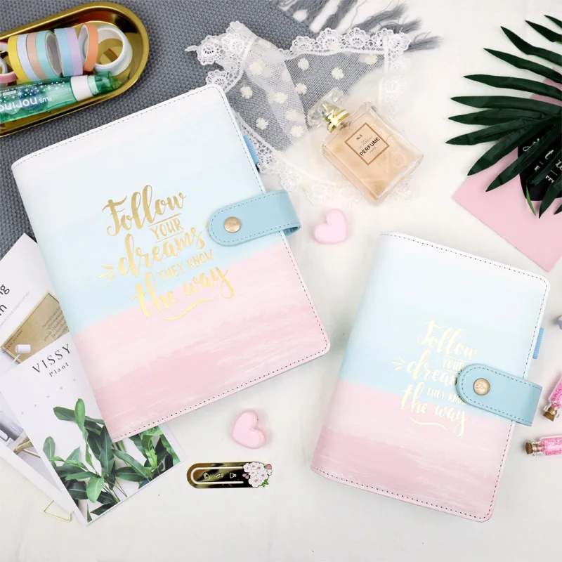 

MyPretties Fantasy Blue Watercolor 6 Hole Binder Organizer a5 a6 Notebook Planner DIY Agenda Diary Journals School Stationery