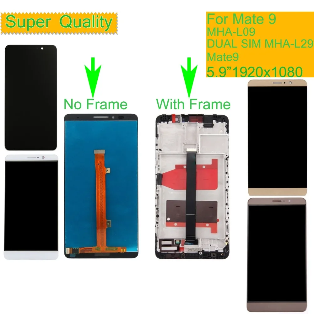 

10Pcs/lot LCD For HUAWEI MATE 9 MHA-L09 LCD Display Touch Screen Digitizer Assembly For Mate9 DUAL SIM MHA-L29 LCD With Frame