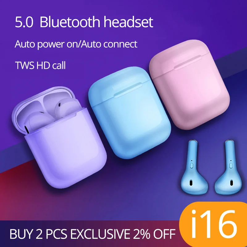 

i16 TWS Air pods Wireless earbuds Bluetooth 5.0 earphones headsets stereo mini headphone PK i10 i13 1:1 i14 i15 for iphone phone