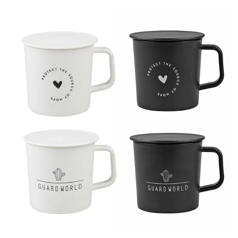 Nordic Style Plastic Coffee Cup Mug Tea Milk Cups with Lid Home Kitchen