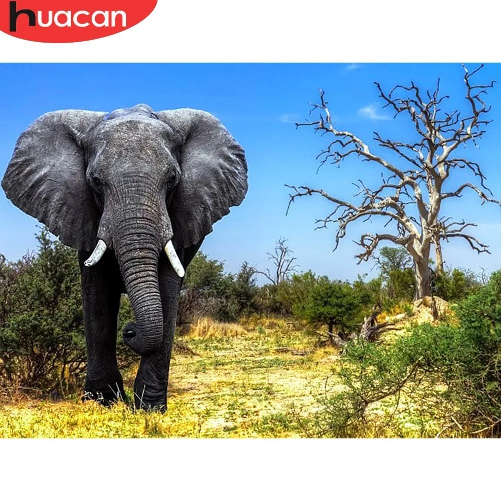 

HUACAN Cross Stitch Mosaic 5D DIY Diamond Painting Elephant Rhinestones Full Square Diamond Embroidery Animal Decor Home Gift