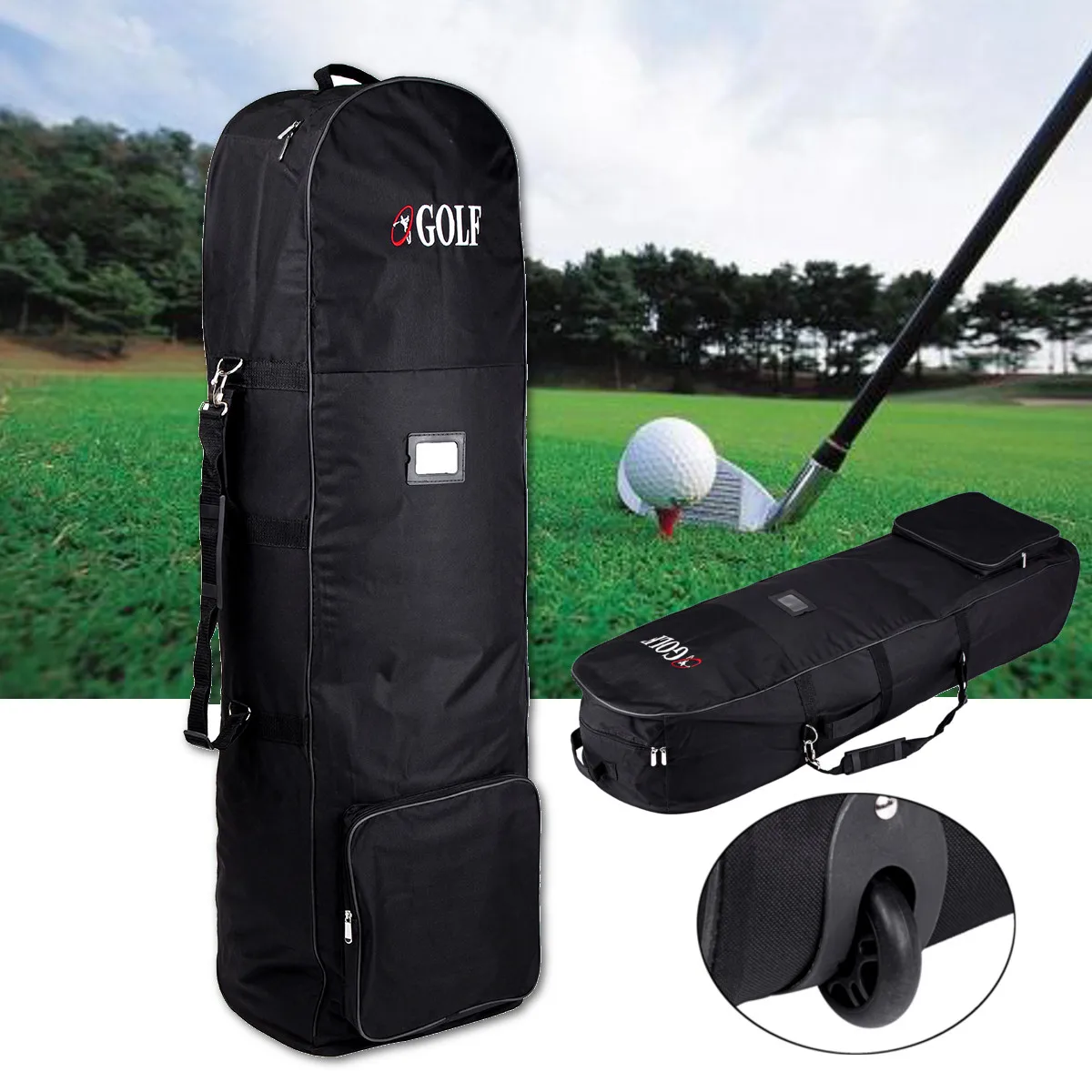النايلون نوادي الجولف الطيران حقيبة للماء المحمولة للطي السفر رحلة غطاء حقيبة مع عجلات الرياضة حقيبة إكسسوارات الغولف النايلون نوادي الجولف الطيران حقيبة للماء المحمولة للطي السفر رحلة غطاء حقيبة مع عجلات الرياضة حقيبة إكسسوارات الغولف