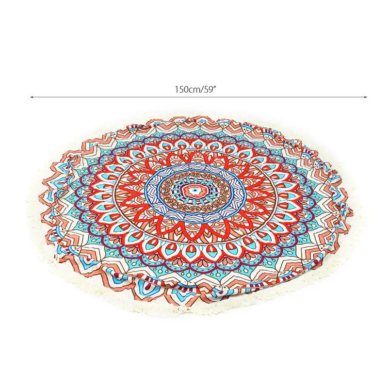 

NEW Yoga Mats Round Beach Towel 150cm Bath Towels Tassel Geometric Print Summer Women Sandy Swimming Plage Sunbath Mats
