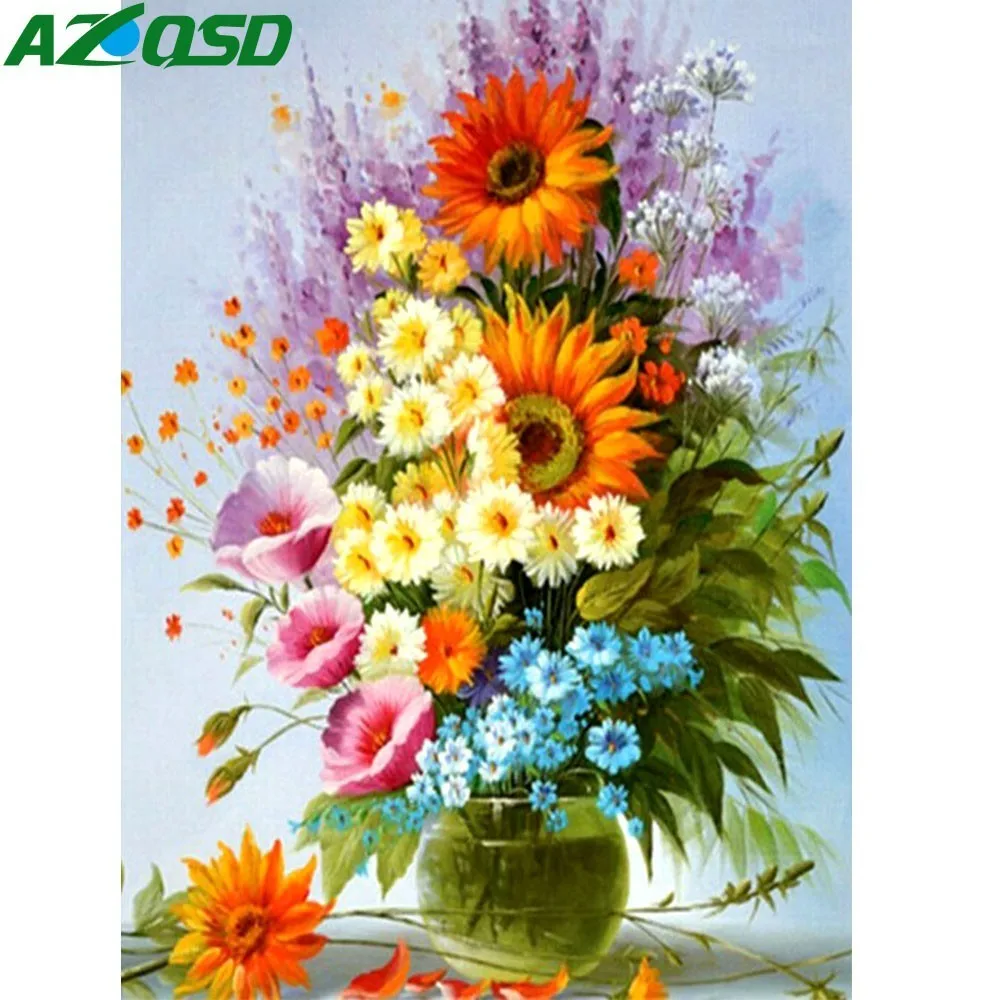 AZQSD Diamond Painting Floral Home Decor Diamond Mosaic Flower Full