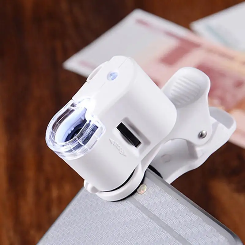 

60X Mobile Optical Zoom Magnifier Universal Mobile Phone Microscope Macro Lens Micro Camera Clip LED Lenses Phone Clip Lens