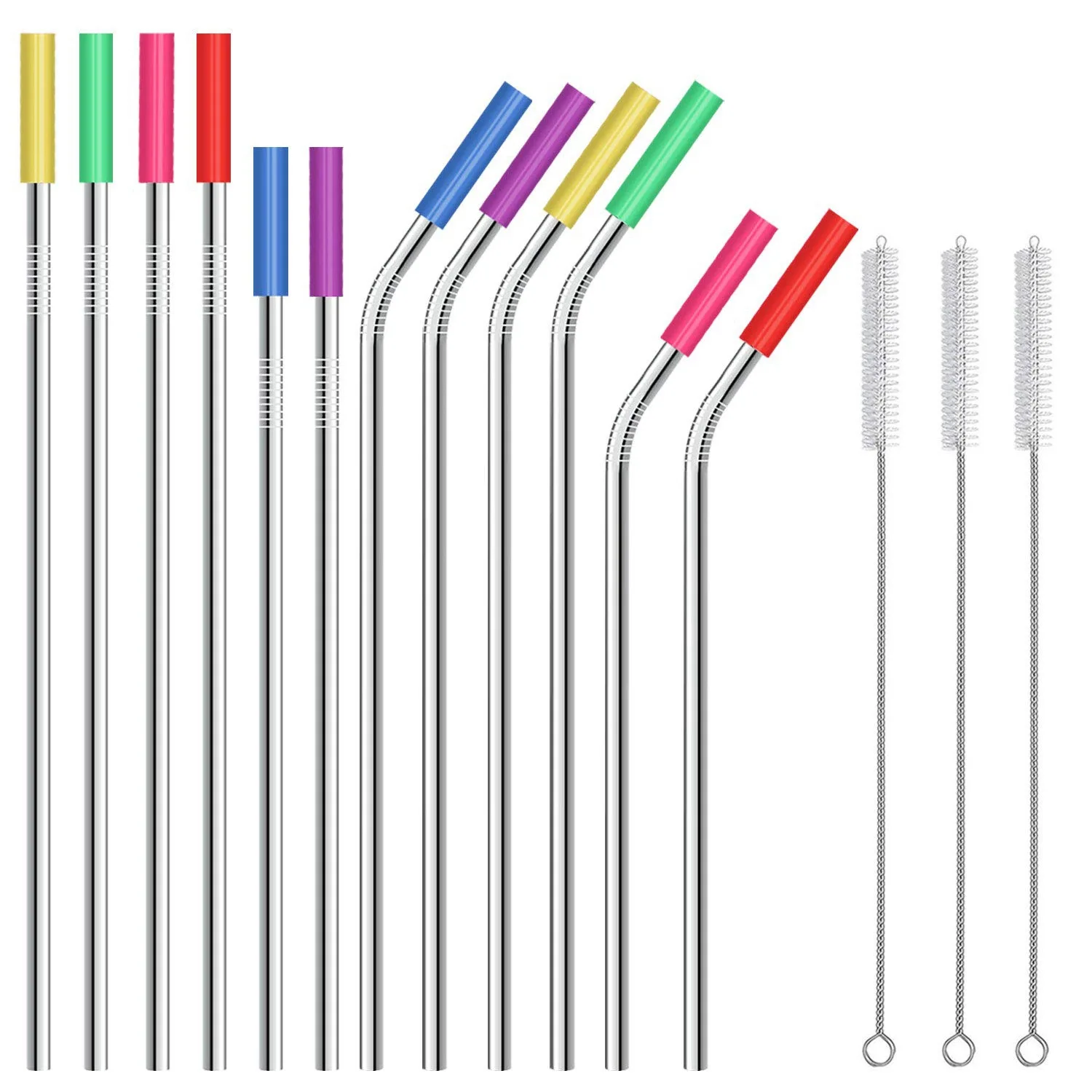 Stainless Steel Straws Reusable Drinking For 30Oz&amp20Oz Tumbler 10.5 Inch 8.5 Metal With 12 Soft Silicon | Дом и сад