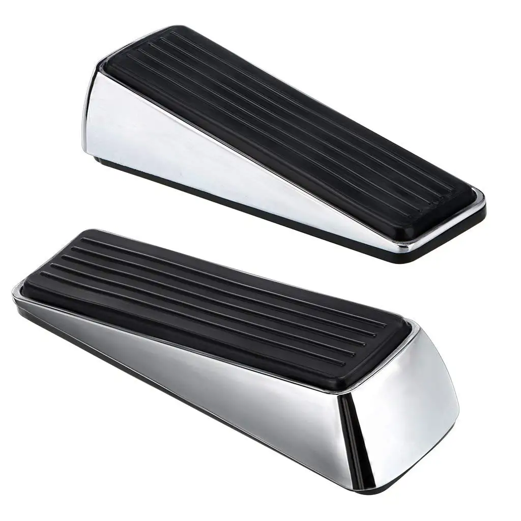 

CNIM Hot Hub Door Stopper with Rubber Treads, (4 Door Wedges with Satin Nickel Finish) Premium Quality. Heavy. Non-Slip. Non-R