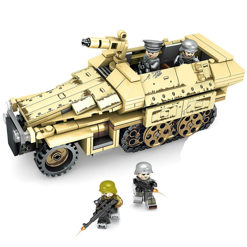 

355pcs Compatible Legoing WW2 Military Series SD.KFZ.251 Armored Car Bricks German Army Building Blocks Toys For Chlidren