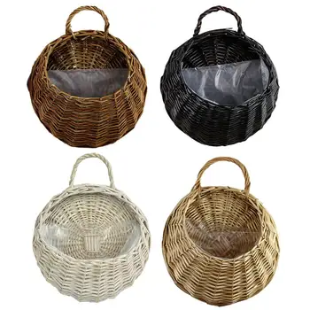 

Wall Hanging Natural Wicker Flower Basket Flower Pot Planter Rattan Vase Basket Home Garden Wall Decoration Storage Container