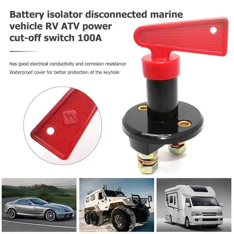 

Truck Boat Car Battery Disconnect Switch Power Isolator Cut Off Kill Switch+2 Removable Keys 100A For Marine ATV Car Accessories