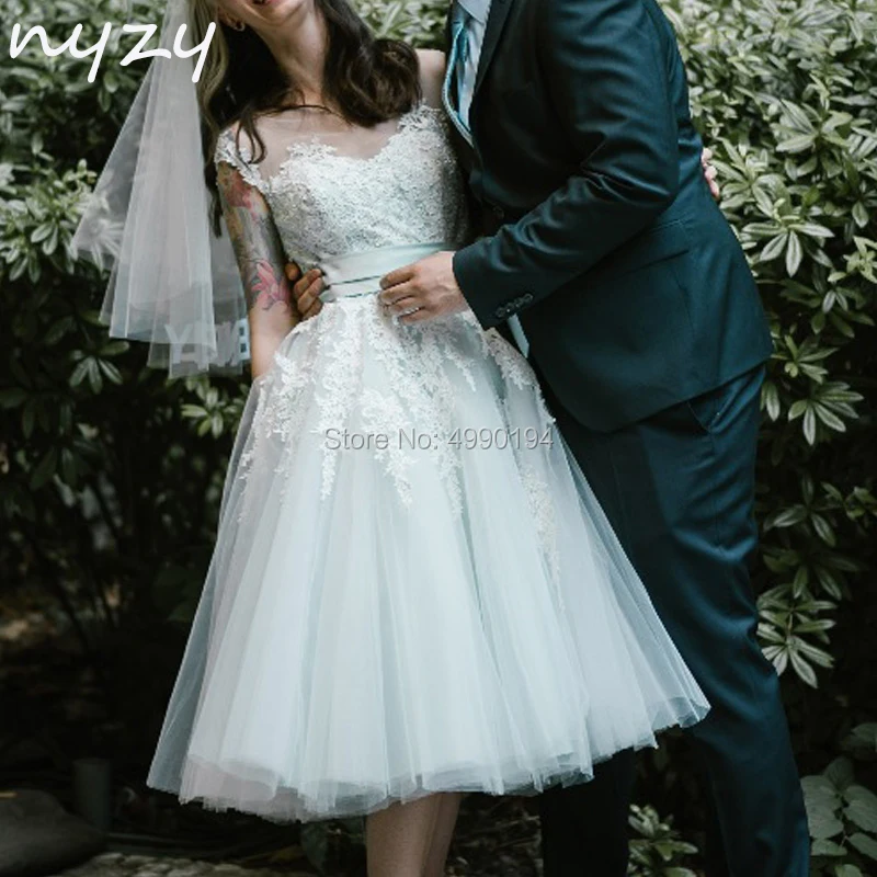 Nyzy W5 Simple Short Vintage Wedding Dress 2019 50s 60s Lace