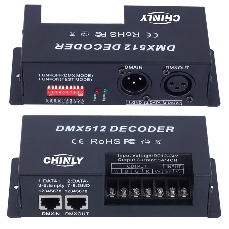 CLAITE DC12 24V 20A 4 канала DMX512 LED декодирующий диммер контроллер для RGBW модуль полосы