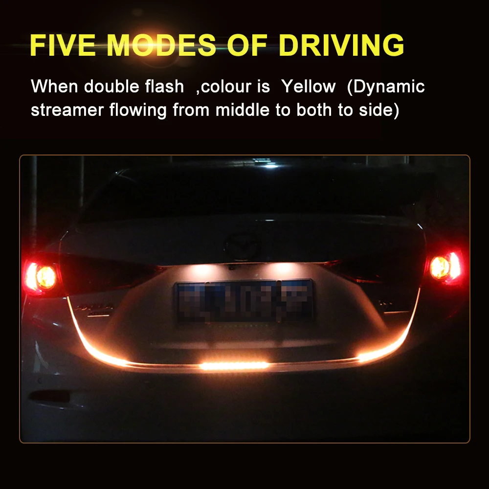 RGB Colorful Flowing LED Trunk Strip for Car Tail Trunk Dynamic Blinkers Turn Signal Brake Light DRL Daytime Running Lights RGB Colorful Flowing LED Trunk Strip for Car Tail Trunk Dynamic Blinkers Turn Signal Brake Light DRL Daytime Running Lights