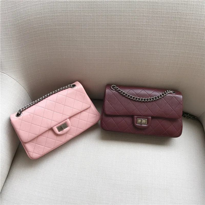 Einzelnen Red Schulter Rinds Stil Verpackung Duftenden Blue Clutch Black Handtaschen Kette Umhängetaschen Tasche Kleinen dark wine Geldbörsen pink Crossbody Frauen Leder Up4w8qz