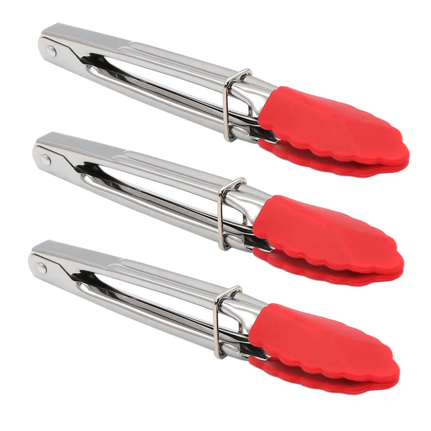 Hot Sale Small Tongs With Silicone Tips 7 Inch Kitchen Tongs Set Of 3