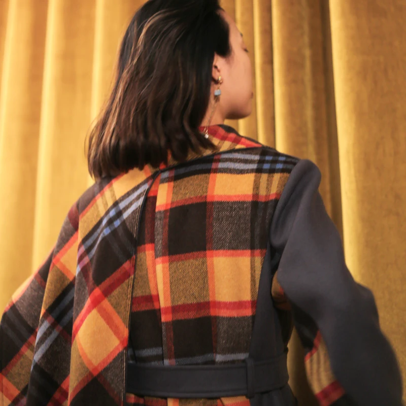 Plaid Laine Hiver L109 Longue Écharpe Manches Paraks À Femmes 2018 Nouveau Automne Manteau Gris Mode Longues De Colour Flower Taille Imprimé Col Grande gqca7