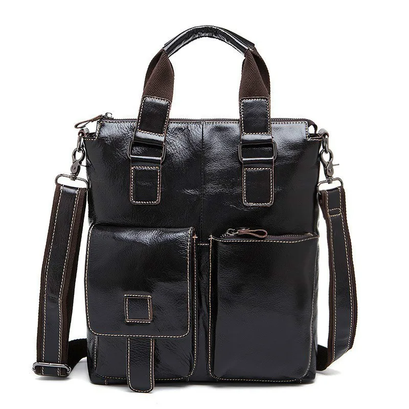 

2018 New Fashion Cowhide Male Commercial Briefcase Real Leather Vintage Men's Messenger Bag Casual Natural Cowskin Business Bag